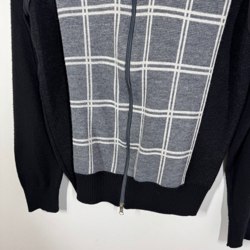 Trade Iceland Black Gray Zip Hoodie Sweater Mens Size XL Wool Blend Italy - Picture 5 of 13
